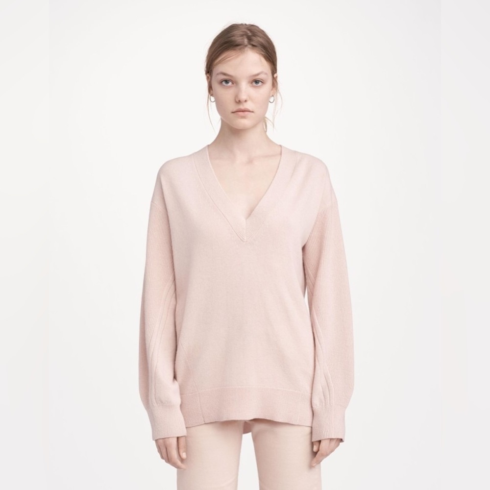 NEW $450 Rag & Bone Pink Ace Cashmere V-neck Sweater